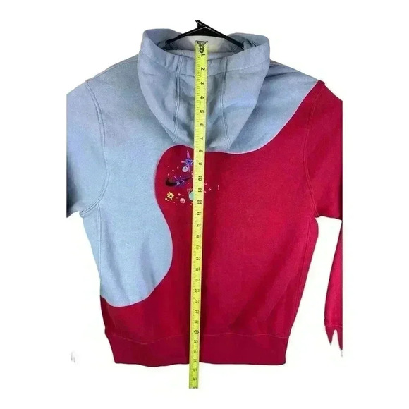 Nike Sportswear Club Galaxy Pullover Hoodie Sweatshirt Red Gray Embroidered Med - Picture 10 of 12